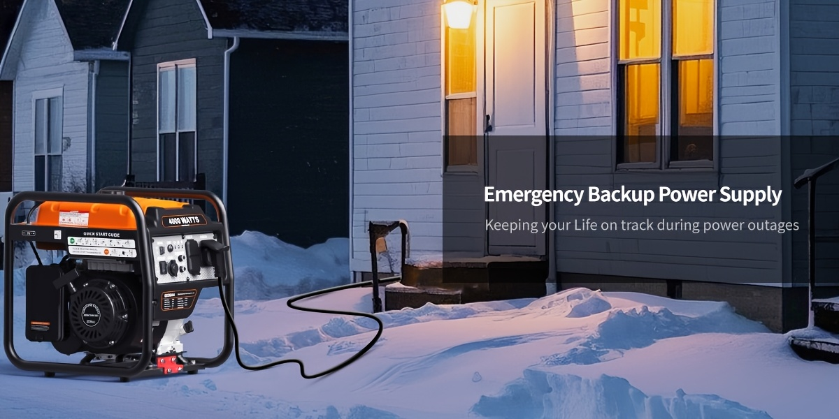 Portable Generator 4000W Four-Stroke Gas Powered with 2x120V AC 30A RV Port 12V DC USB-C for Home Backup Camping RV Hurricane Emergency Power Outdoor