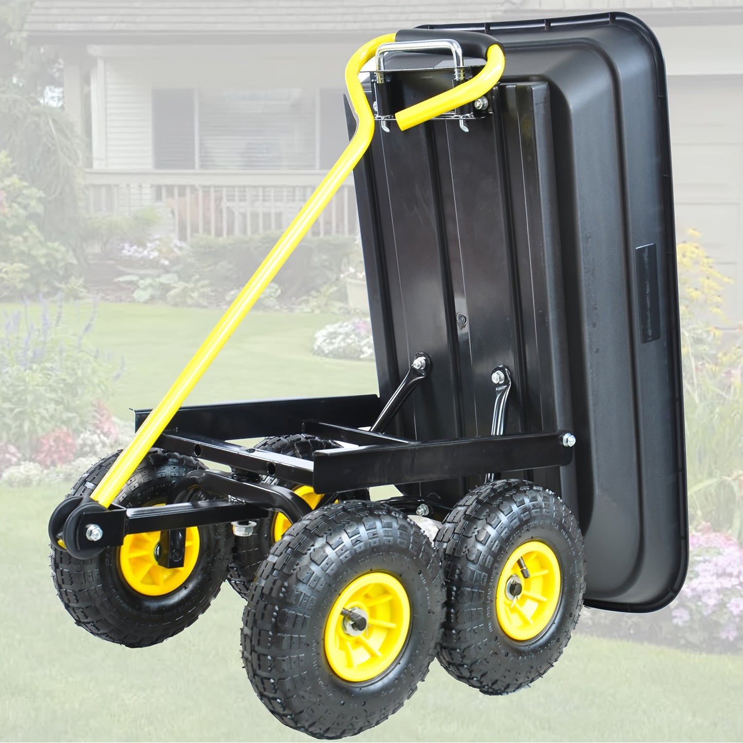 Garden Dump Cart Heavy Duty 330LBS | Steel Frame Pneumatic Tires Lawn Yard Farm Utility Wagon