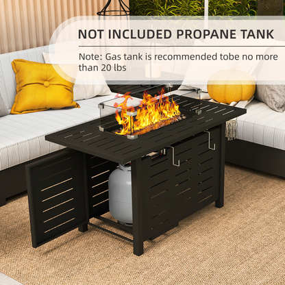 Propane Fire Pit Table Outdoor 50,000 BTU Gas Fire Table with Lid Lava Rocks & Waterproof Cover for Patio Backyard Deck Black Brown 40"/44"