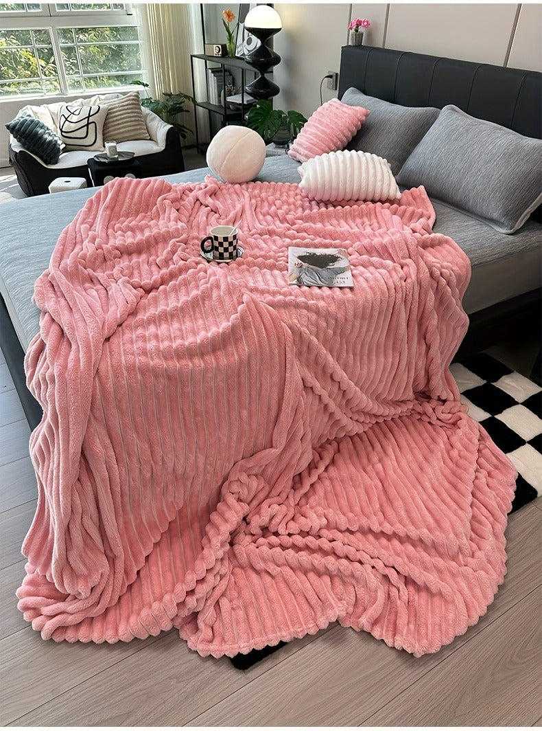 Fleece Blanket Double-Sided 3D Faux Rabbit Fur Throw – Ultra-Soft Thick 300-350g/m² for Home, Office, Travel & Camping, Multiple Sizes & Colors