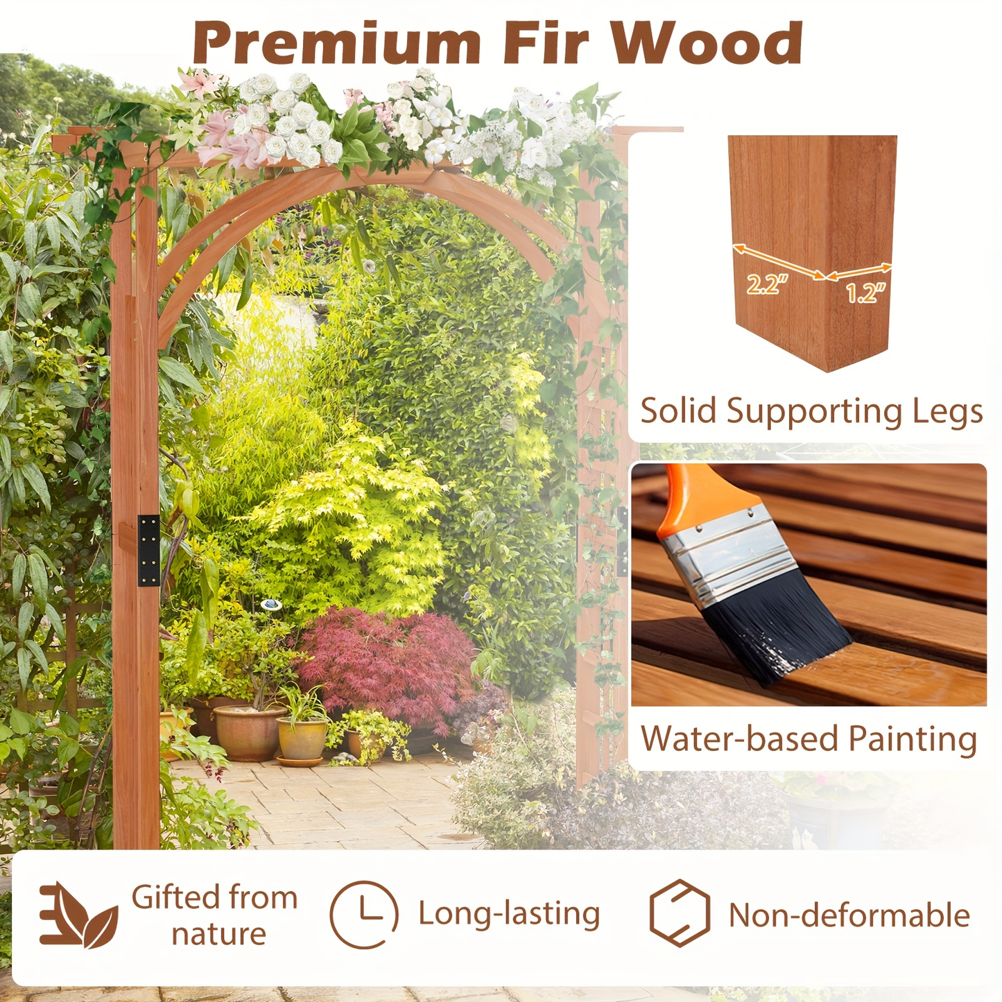 Cedar Wood Arbor 84" Double Lattice Garden Arch Pergola Trellis