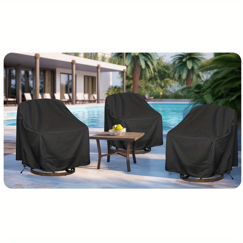 Swivel Patio Chair Covers Waterproof 2 Pack, Heavy Duty Outdoor Furniture Covers 27.5"W x 32.5"D x 43"H, All-Weather UV & Wind Resistant Protection for Terrace Balcony Garden Chairs, Black