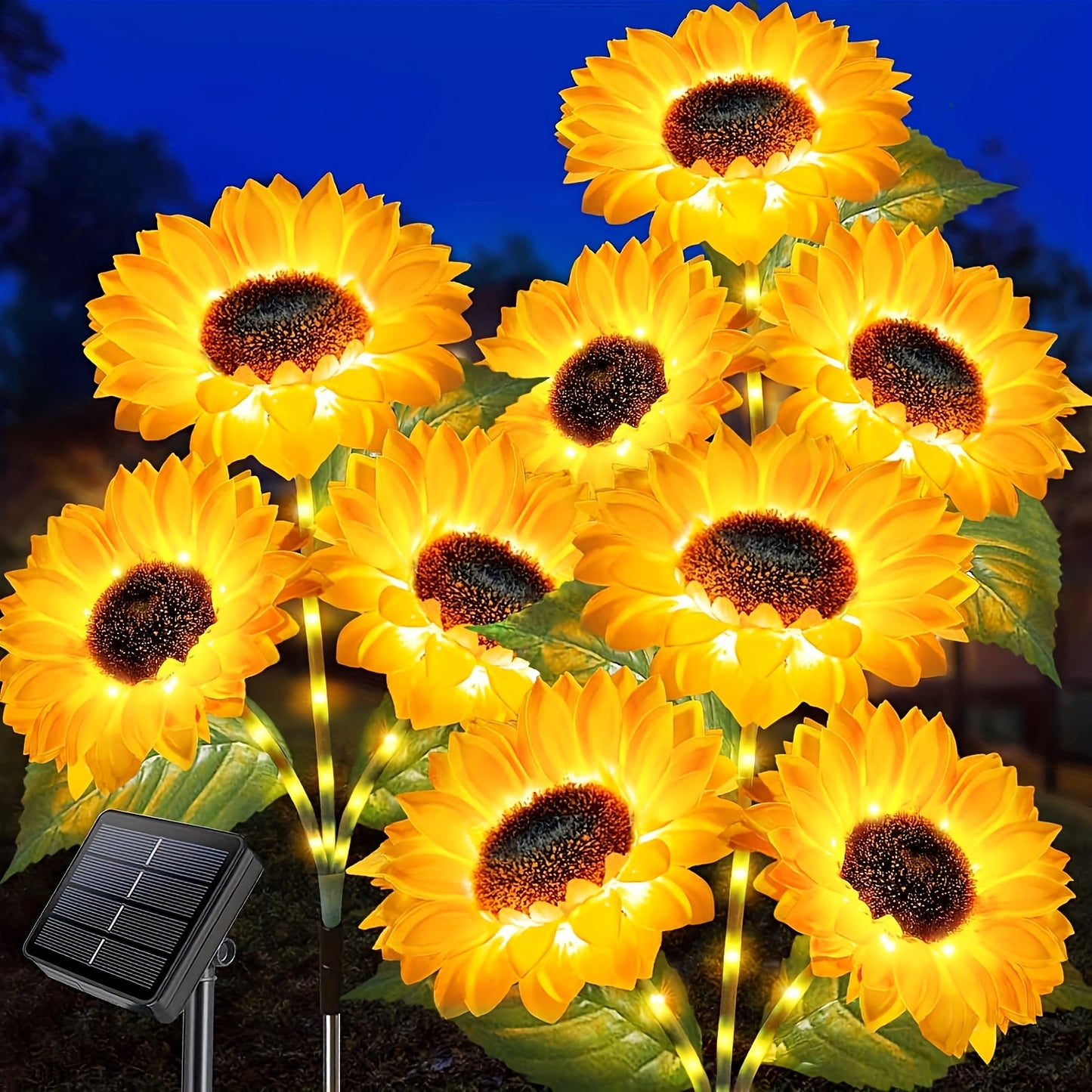 Solar Sunflower Garden Lights Outdoor Stake, Dimmable 2-Pack