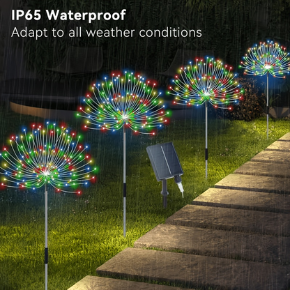 Solar Fireworks Lights Outdoor Waterproof 240–640 LED 8 Lighting Modes – 4/8 Pack Garden Stake Lights for Christmas Yard Wedding Patio Lawn Holiday Decoration