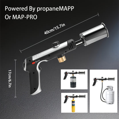 Propane Torch Gun with Safety Lock & One-Touch Max Fire – Adjustable Flame Butane Burner for Searing Steak, BBQ, Caramel, Camping, Welding & Crafts (Gas Not Included)