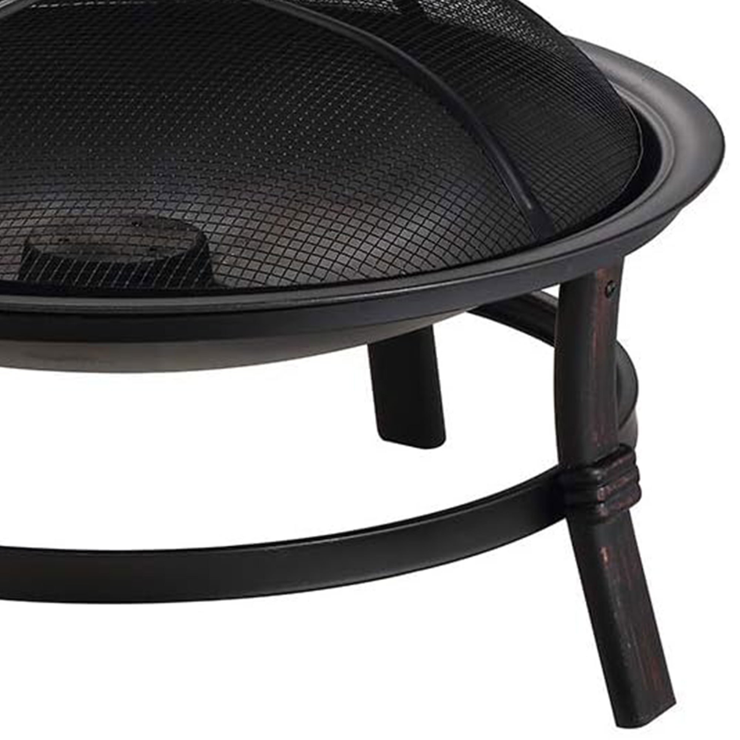 Wood Burning Fire Pit Bowl 29 Inch Outdoor Steel Fireplace with Spark Screen & Poker for Patio Backyard Deck Bonfire, Black