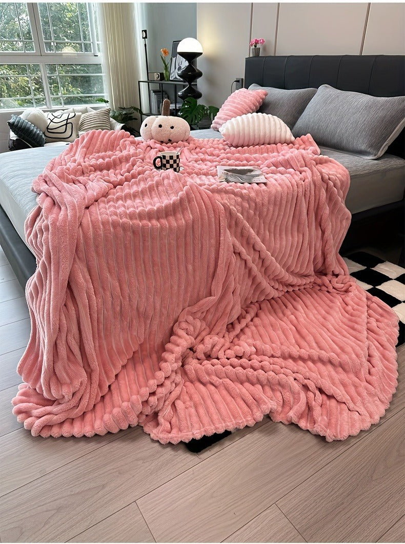 Fleece Blanket Double-Sided 3D Faux Rabbit Fur Throw – Ultra-Soft Thick 300-350g/m² for Home, Office, Travel & Camping, Multiple Sizes & Colors