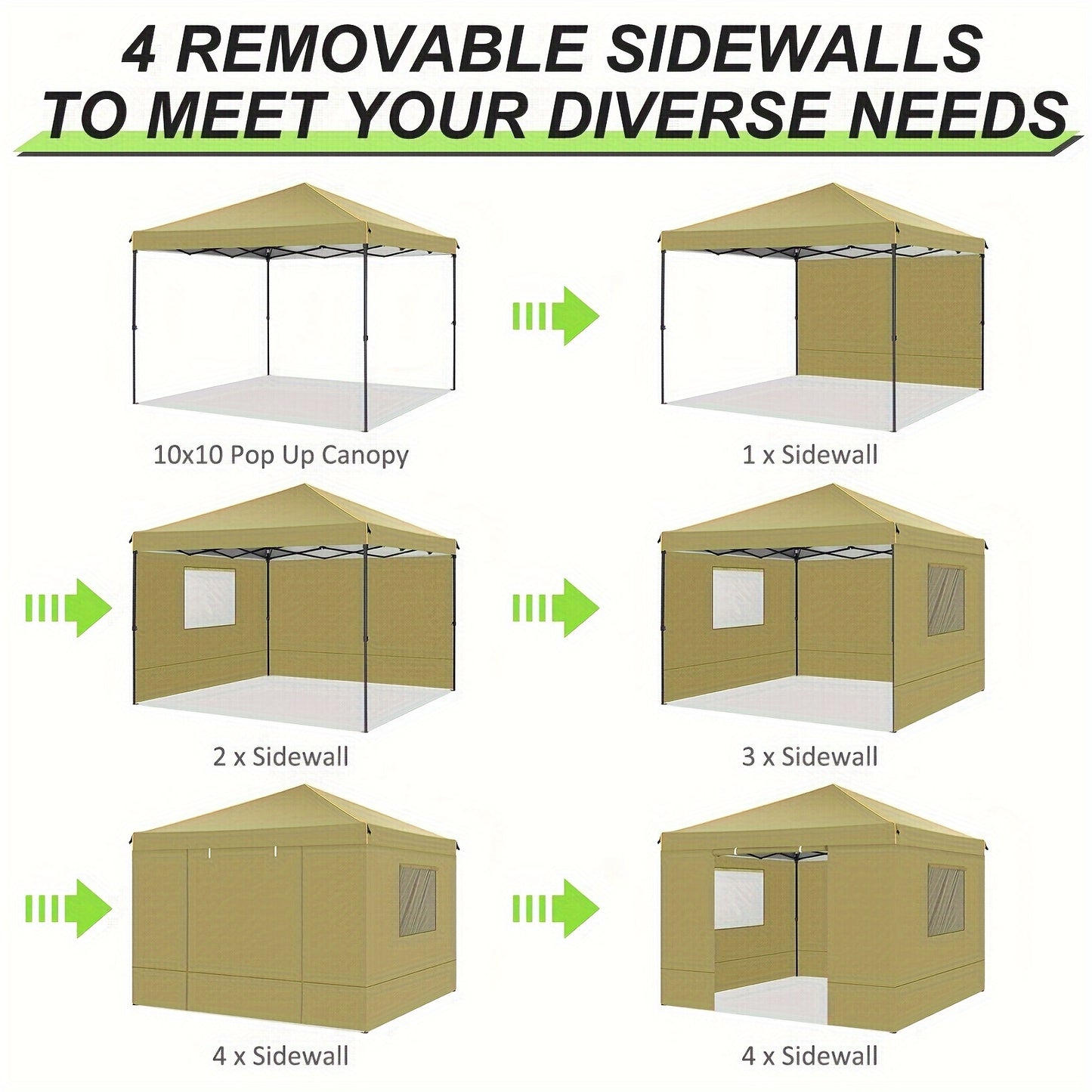 Pop Up Canopy Oxford UV Block Mesh Windows | Beach Camping Party Tent