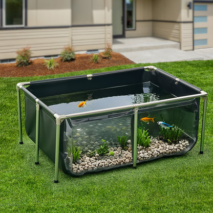 Above Ground Fish Pond PVC Canvas Koi Tank 126.8 Gal – Reinforced Triple-Layer Outdoor Pool