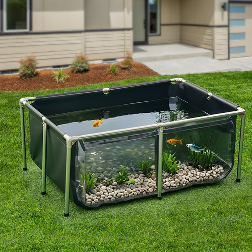 Above Ground Fish Pond PVC Canvas Koi Tank 126.8 Gal – Reinforced Triple-Layer Outdoor Pool