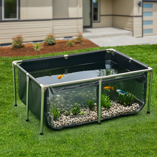 Above Ground Fish Pond PVC Canvas Koi Tank 126.8 Gal – Reinforced Triple-Layer Outdoor Pool