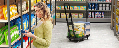 Folding Hand Truck Dolly 500LB Heavy Duty, Collapsible Luggage Cart with 6 Wheels & 2 Elastic Straps for Moving, Travel, Shopping, Office & Warehouse