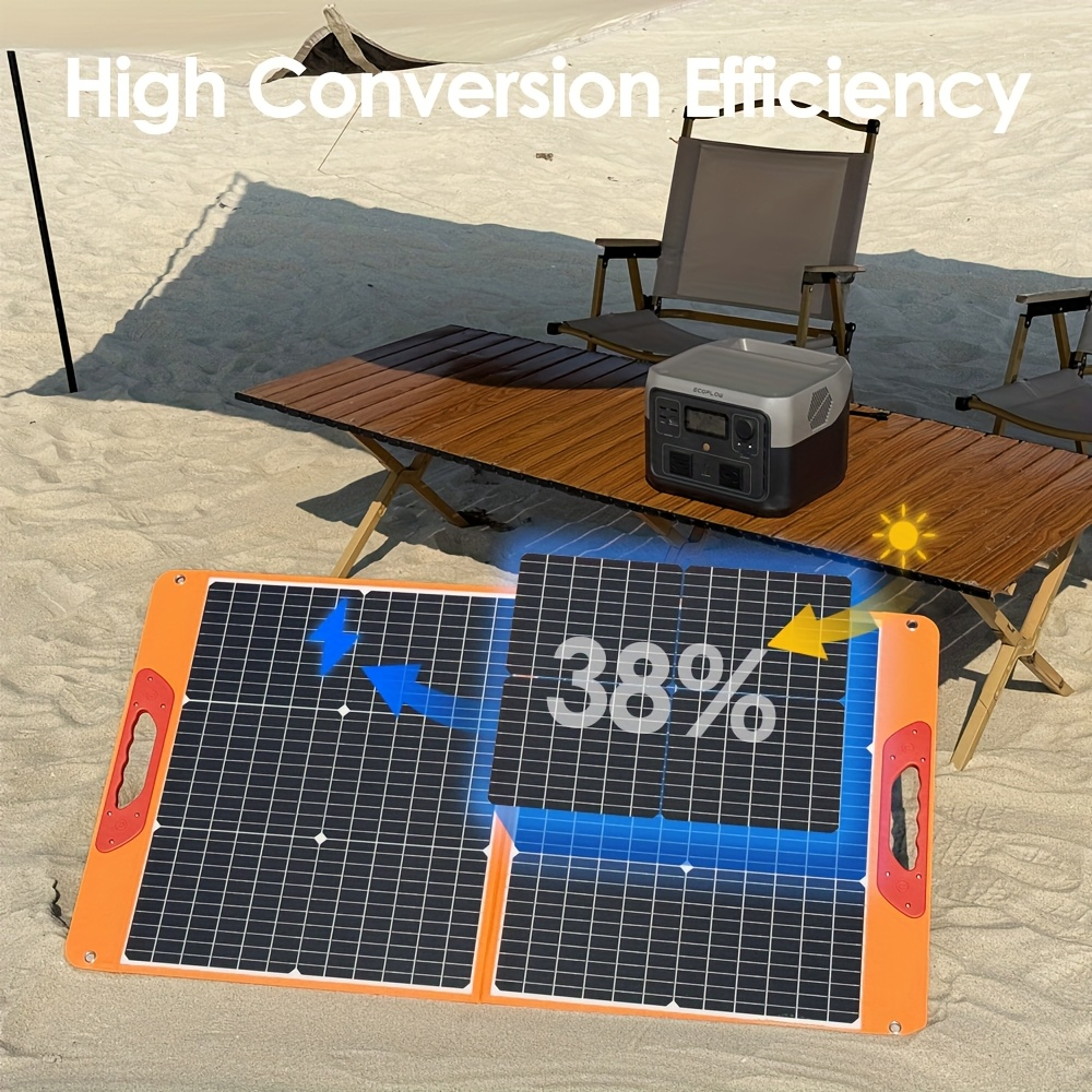 Foldable Solar Panel 200W 23.5% High Efficiency 20V Portable with 2 Brackets Solar Cable for Camping RV Power Station Off-Grid Emergency Power Outage