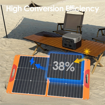 Foldable Solar Panel 200W 23.5% High Efficiency 20V Portable with 2 Brackets Solar Cable for Camping RV Power Station Off-Grid Emergency Power Outage