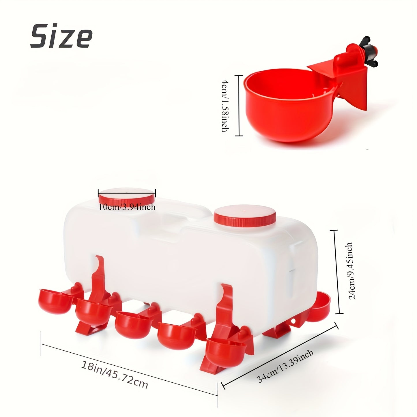 Chicken Waterer | Automatic 10 Cup Dual Row Stand Chick Duck Quail
