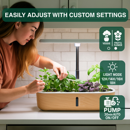 Hydroponic Garden Kit 14-Pod with LED Grow Light – Smart Timer, Quiet Pump & 1.32 Gal Tank, 75-Piece Indoor Herb Garden System for Vegetables, Flowers & Herbs, Plug & Play