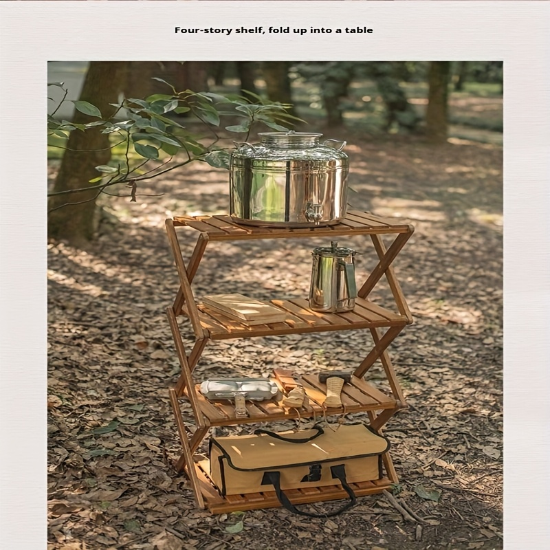 Wooden Camping Table Foldable Lightweight Natural Wood Portable Indoor Outdoor Table for Backyard BBQ, Picnic, Hiking & Easy Storage