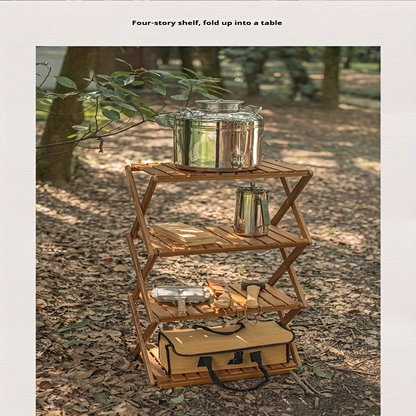 Wooden Camping Table Foldable Lightweight Natural Wood Portable Indoor Outdoor Table for Backyard BBQ, Picnic, Hiking & Easy Storage