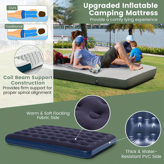 Camping Cot Tent 2 Person 5-in-1 Combo Air Mattress Sleeping Bag