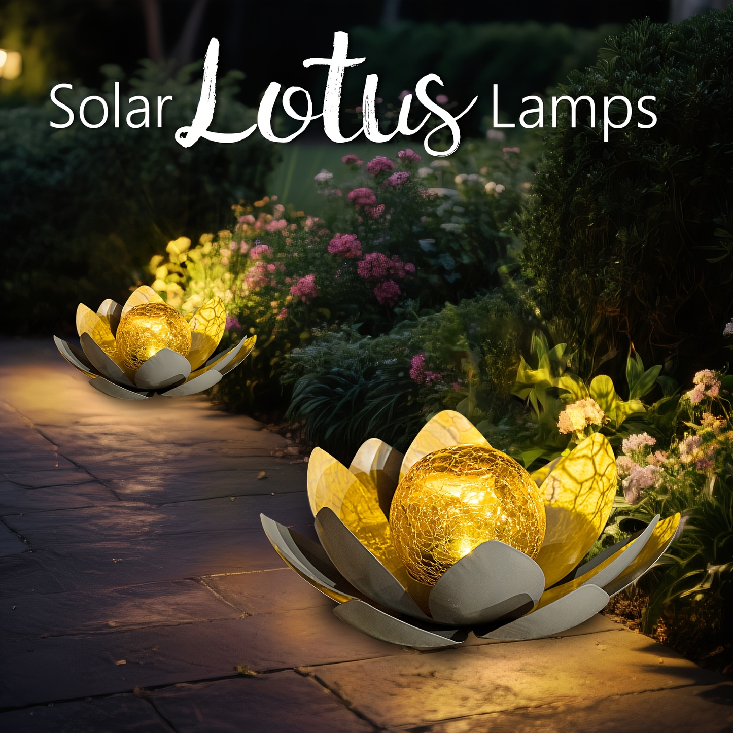 Solar Garden Light Lotus Flower LED Step Light Outdoor Cracked Glass Ball IPX4 Waterproof Lawn Yard Pathway Staircase Corridor Decor – Azure Blue Purple Gray