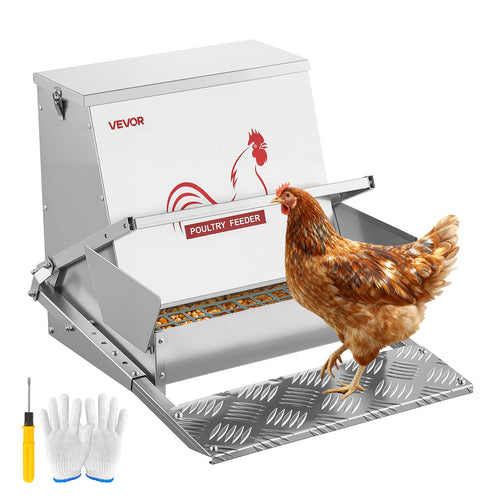 Automatic Chicken Feeder Treadle 40 lbs Galvanized Steel Lockable