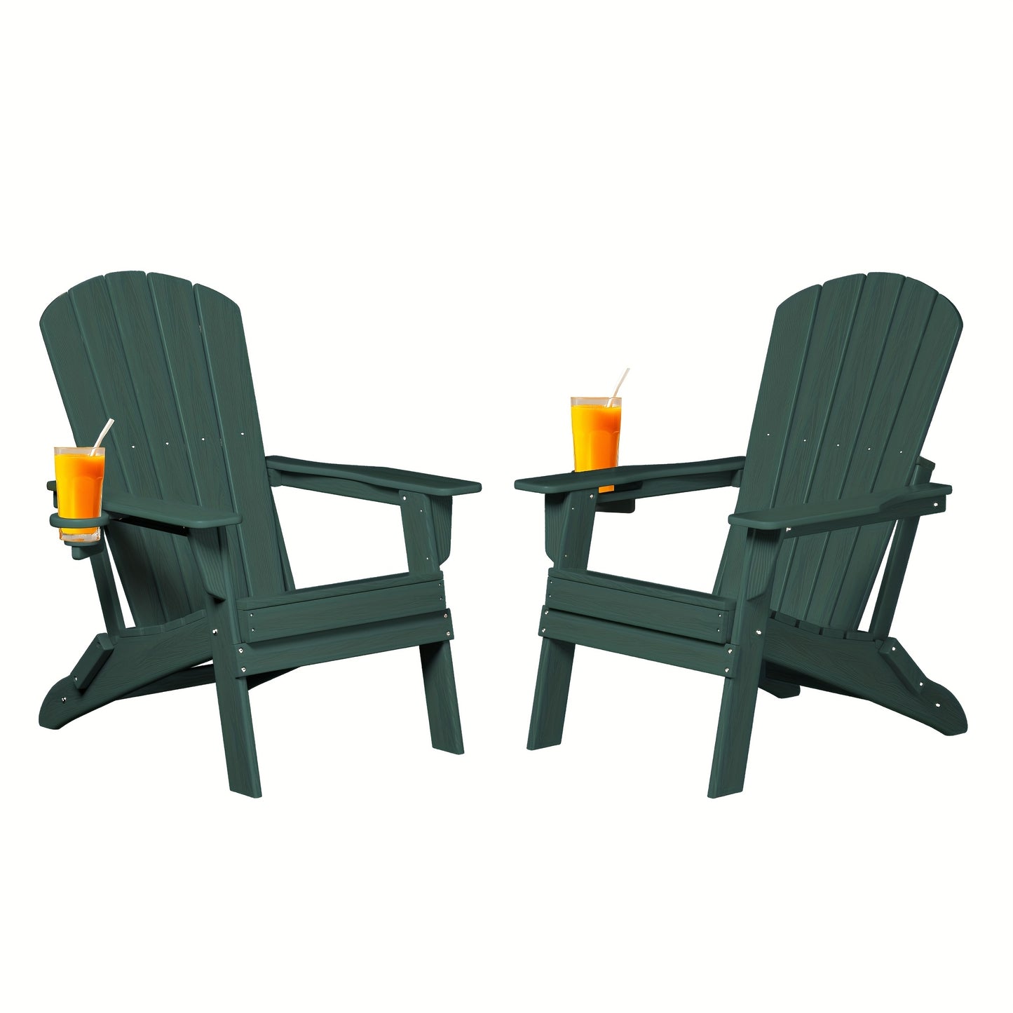 Folding Adirondack Chair with Cup Holder – HDPE All-Weather Outdoor Patio Chair