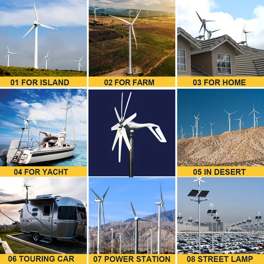Wind Power Generator 1000W Horizontal Axis | 12V 24V with MPPT Controller, 6-Blade Coreless Magnet, 20-Year Lifespan, for Home, Marine, RV, Camping, Off-Grid