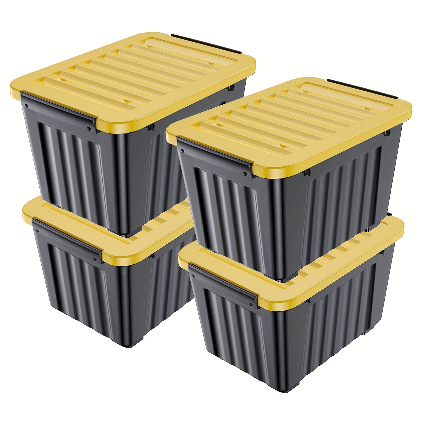 Stackable Storage Bins with Lids and Wheels | 72QT & 97QT Heavy Duty Bins | 4 or 6 Pack | 220LB Capacity | Clear, Blue/White, Black/Yellow