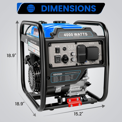 Portable Generator 4000W Four-Stroke Gas Powered with 2x120V AC 30A RV Port 12V DC USB-C for Home Backup Camping RV Hurricane Emergency Power Outdoor