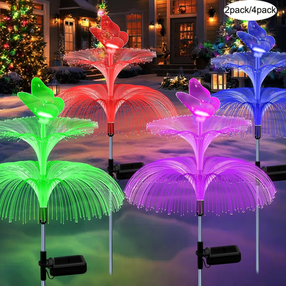 Solar Jellyfish Butterfly Garden Lights 4-Pack Color Changing