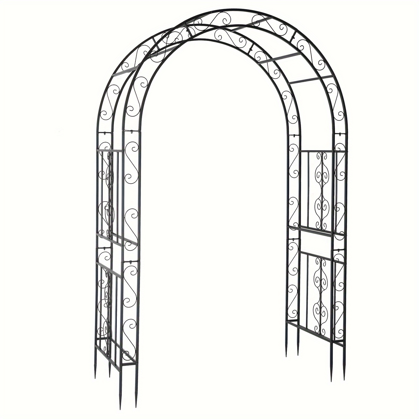 Wrought Iron Garden Arch 7ft Rustproof Rose Trellis Multi-Style