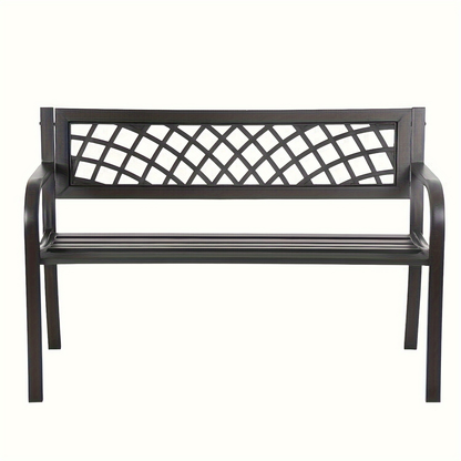 Garden Bench Outdoor Solid Black Heavy Duty Metal Frame Patio Seating Park Bench for Backyard Lawn Porch Entryway Deck Outdoor Furniture Classic Design