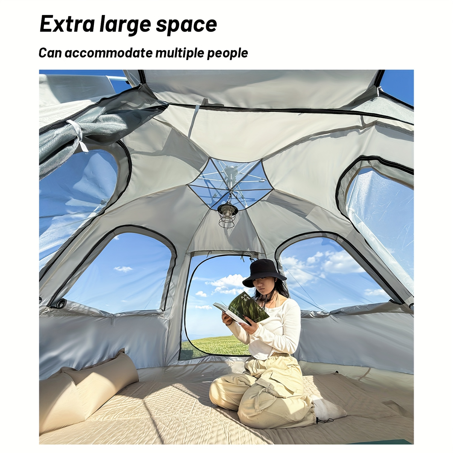Automatic Hexagonal Camping Tent 4-6 Person Instant Setup Waterproof