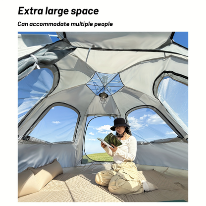 Automatic Hexagonal Camping Tent 4-6 Person Instant Setup Waterproof