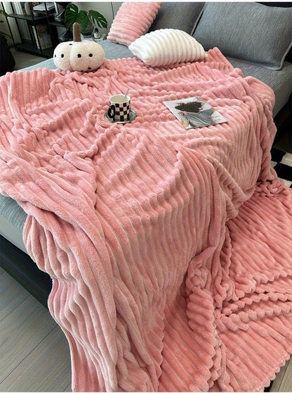 Fleece Blanket Double-Sided 3D Faux Rabbit Fur Throw – Ultra-Soft Thick 300-350g/m² for Home, Office, Travel & Camping, Multiple Sizes & Colors