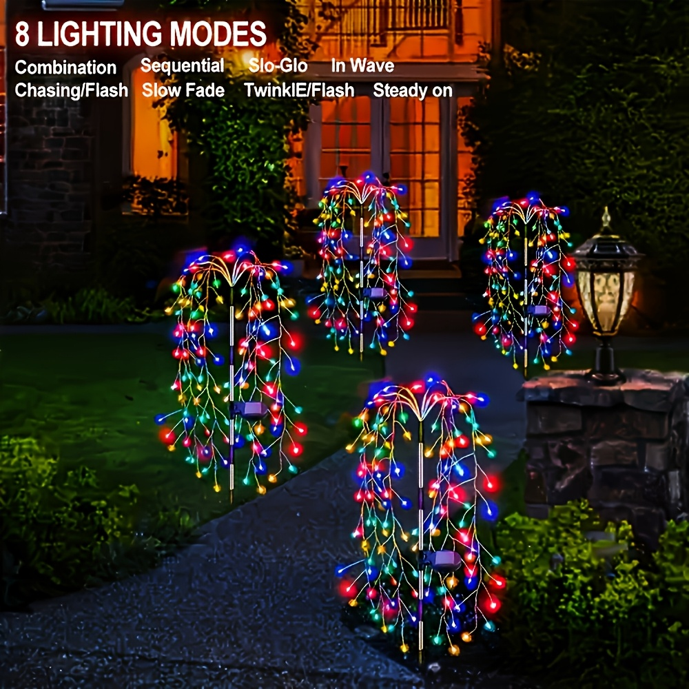 Solar Firecracker String Lights 120 LED, 8 Modes Waterproof