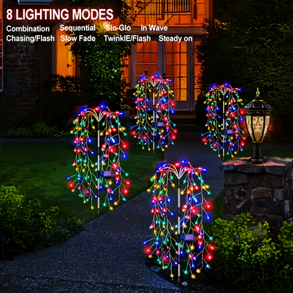Solar Firecracker String Lights 120 LED, 8 Modes Waterproof