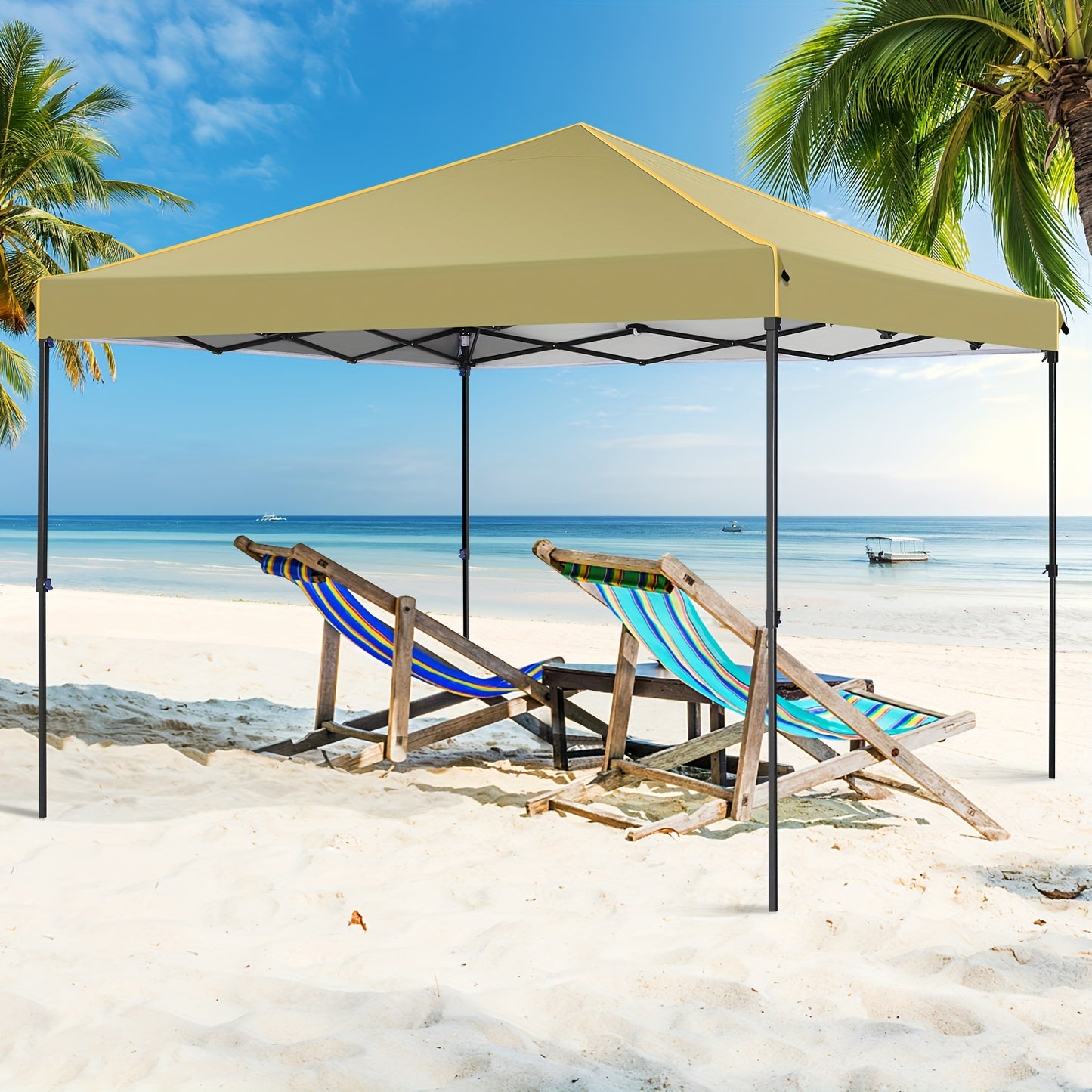 Pop Up Canopy Oxford UV Block Mesh Windows | Beach Camping Party Tent