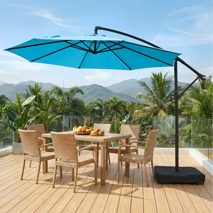 Cantilever Patio Umbrella 10 Ft Offset Hanging Outdoor Umbrella with Crank, Push Button Tilt & Cross Base, Market Umbrella for Patio Deck Pool Backyard, 8 Colors