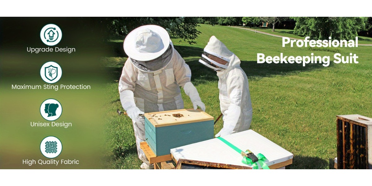 Beekeeping Suit Triple Layer Sting-Resistant Gloves 2 Veils S-3XL