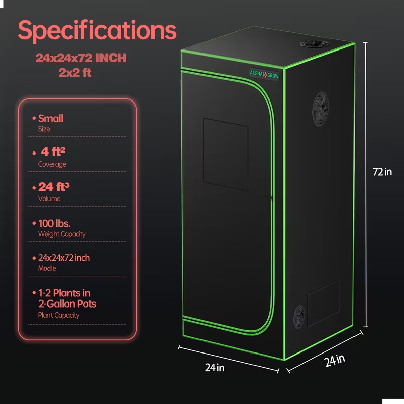 Grow Tent 1680D Thickened Mylar with Observation Window & Floor Tray | Pro-Grade Indoor Hydroponic Growing | 2x2 3x3 4x4 ft Multiple Size Options