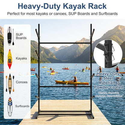 Kayak Storage Rack – Heavy-Duty Adjustable Stand for SUP, Canoe & Paddle Board | Wall, Dock & Freestanding | 400 lbs Capacity