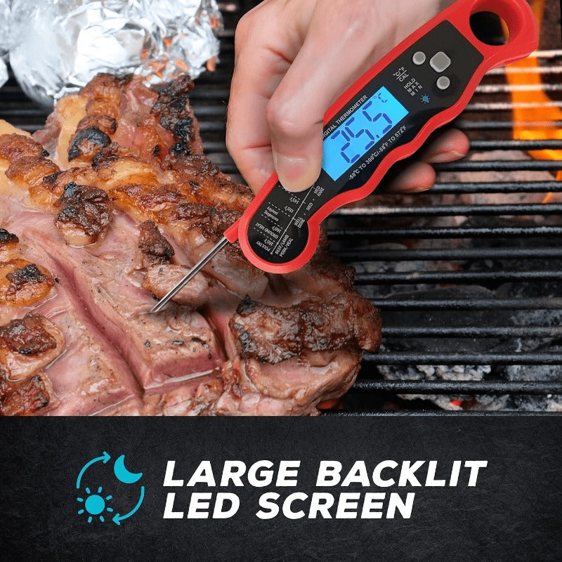 Meat Thermometer Instant Read - Digital Food Thermometer with Backlit Display for Cooking, BBQ, Grill & Oven, °C/°F Switch