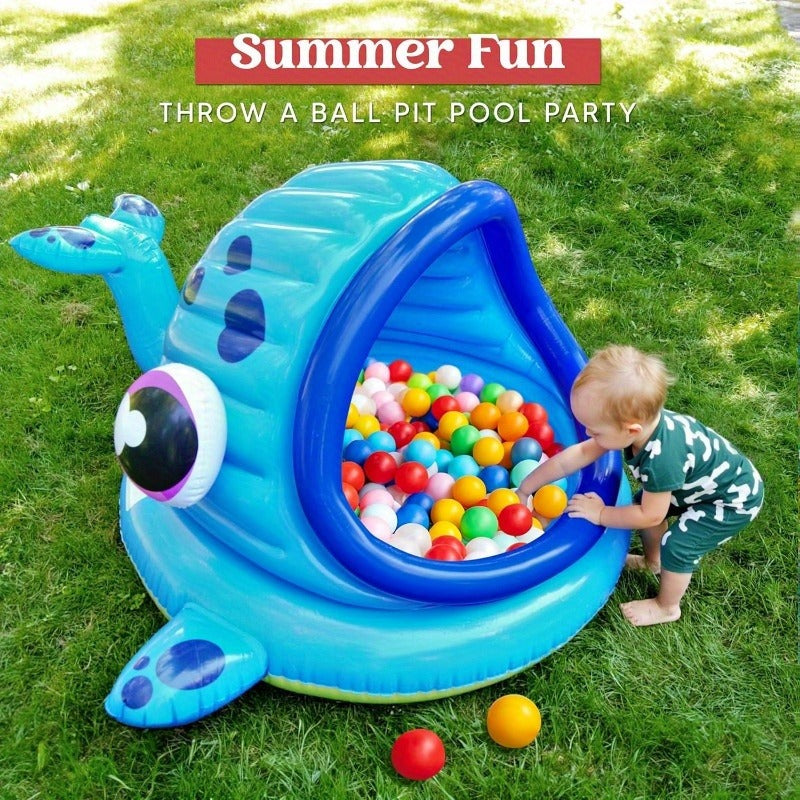 Inflatable Kiddie Pool with Sun Shade Canopy – Whale Baby Splash Pool Tent for Toddlers, Blow Up Wading Pool for Backyard Beach Summer Water Play
