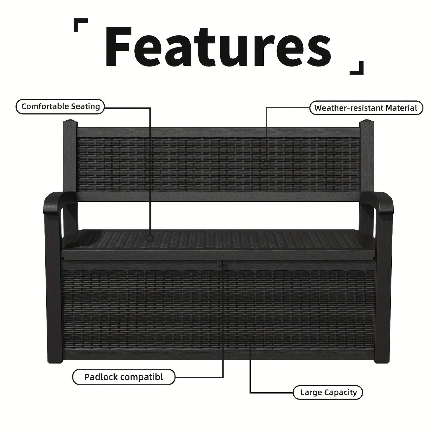 Outdoor Storage Bench 80 Gal, 550 Lb Capacity Weatherproof Resin Deck Box