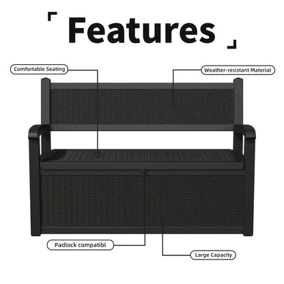 Outdoor Storage Bench 80 Gal, 550 Lb Capacity Weatherproof Resin Deck Box