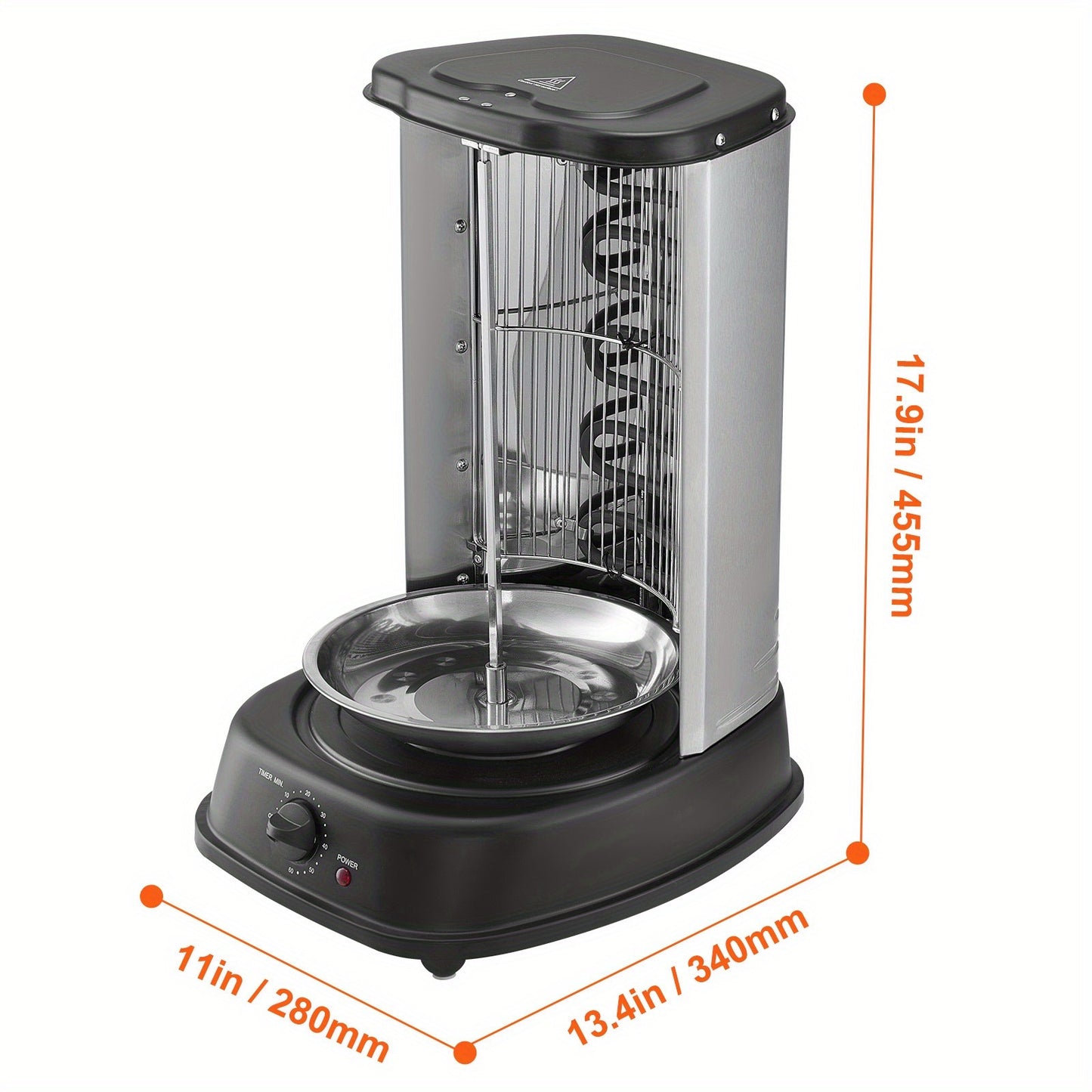 Vertical Shawarma Grill Machine, Electric Gyro Rotisserie Oven with Countertop Broiler, Doner Kebab & Chicken Shawarma Cooker for Home Kitchen, Restaurant & Parties