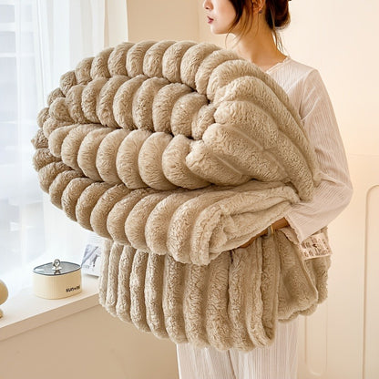 Fleece Blanket Double-Sided 3D Faux Rabbit Fur Throw – Ultra-Soft Thick 300-350g/m² for Home, Office, Travel & Camping, Multiple Sizes & Colors