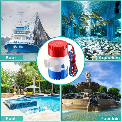 12V Bilge Pump 1100GPH Submersible DC Water Pump for Yacht Boat Aquarium Pool