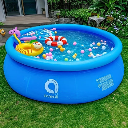 Round Inflatable Swimming Pool 10FT 12FT Circular Above Ground Family Pool Puncture-Resistant Quick Setup Outdoor Backyard Kids Adults Summer